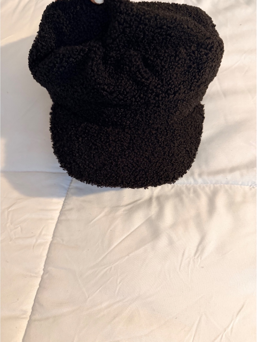 Sonoma Black Faux Sherpa Newsboy Cap Hat